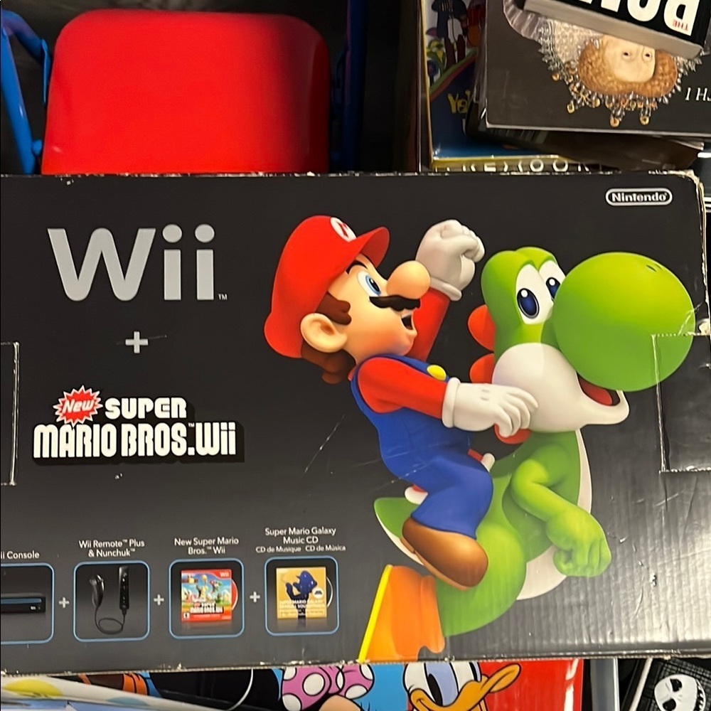 Nintendo Wii Console with New Super Mario Bros - Black! Missing game!